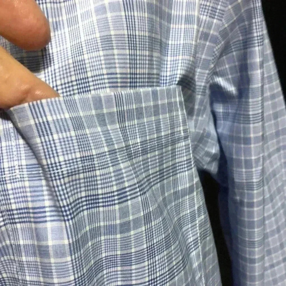 JoS.A.BANK Traveler tailored fit 100% cotton, blue/white check shirt size M - Picture 3 of 7